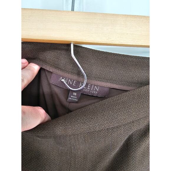 Anne Klein Women Olive High Rise Elastic Waist Casual Blended Fiber Pant Size 16 - Picture 3 of 5